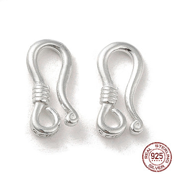 925 Sterling Silver Earring Hooks, Earring Wire with Loops, with S925 Stamp, Silver, 13x7x2mm, Hole: 1.6mm, Pin: 1.2mm