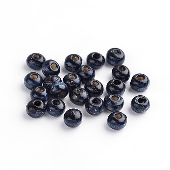Natural Wood Beads, Bright Color, Round, Dyed, Steel Blue, 5x4mm, Hole: 1.5mm, about 20000pcs/1000g