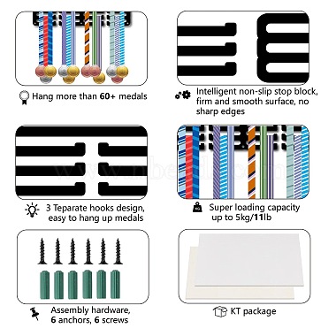 スポーツテーマの鉄メダルハンガーホルダーディスプレイウォールラック(ODIS-WH0055-185)-3