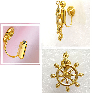 Brass Clip-on Earring Converters Findings(KK-D060-01G)-4