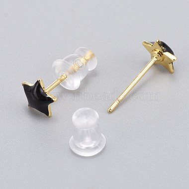 Brass Enamel Stud Earrings(EJEW-L231-67A)-2