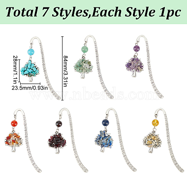 7Pcs 7 Style Tibetan Style Alloy Hook Bookmarks(AJEW-HY0001-72)-2