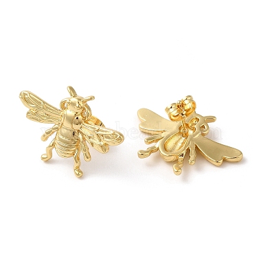 Brass Bees Stud Earrings(KK-M246-10G)-2