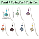 7Pcs 7 Style Tibetan Style Alloy Hook Bookmarks(AJEW-HY0001-72)-2