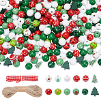 DIY Jewelry Making Kits, including Wooden Beads, Jute Cord and Polyester Ribbon, Mixed Color, 10mm(DIY-UN0008-03)
