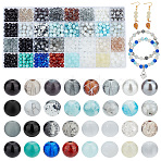 960Pcs 32 Styles Baking Paint & Spray Painted Crackle & Transparent & Opaque Glass Bead, Round, Mixed Color, 8~8.5mm, Hole: 1~1.6mm, 30pcs/style(GLAA-PH0002-94)