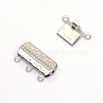 316 Surgical Stainless Steel Box Clasps, Multi-Strand Clasps, 3-Strands, 6 Holes, Rectangle, Stainless Steel Color, 19.5x14x3mm, Hole: 1.4mm(STAS-WH0009-08P)