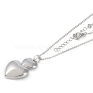 Heart Pendant Necklaces, Brass Cable Chain Necklaces, Platinum, 454mm(NJEW-O001-01P)