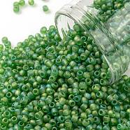 TOHO Round Seed Beads, Japanese Seed Beads, (167F) Transparent AB Frost Peridot, 11/0, 2.2mm, Hole: 0.8mm, about 1103pcs/10g(X-SEED-TR11-0167F)