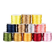 Nylon Cord, Satin Rattail Cord, for Beading Jewelry Making, Chinese Knotting, Mixed Color, 2mm, about 10.93 yards(10m)/roll(NWIR-L006-2mm-M)