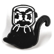 Cartoon Cat Enamel Pin, Alloy Brooch for Backpack Clothes, Black, 29x31x1.5mm(JEWB-P032-D09)