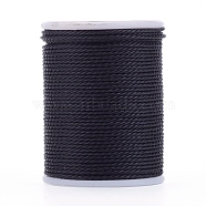Round Waxed Polyester Cord, Taiwan Waxed Cord, Twisted Cord, Black, 1mm, about 12.02 yards(11m)/roll(YC-G006-01-1.0mm-01)