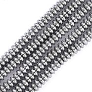 Non-Magnetic Synthetic Hematite Beads Strands, Grade A, Rondelle, Platinum Plated, 4x2mm(G-C124-4x2mm-2)