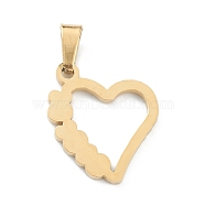 Ion Plating(IP) 304 Stainless Steel Pendants, Heart, Golden, 15x15x1.5mm, Hole: 5x3mm(STAS-Z035-12)