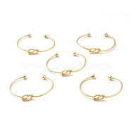 Rack Plating Brass Knot Open Cuff Bangle for Women, Cadmium Free & Lead Free & Nickle Free, Real 18K Gold Plated, Inner Diameter: 2-1/2 inch(6.2~6.4cm)(BJEW-M228-01G)