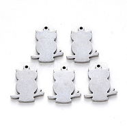 201 Stainless Steel Pendants, Laser Cut, Blank Stamping Tag, Owl, Stainless Steel Color, 14x11x1mm, Hole: 1mm(STAS-N092-35A)