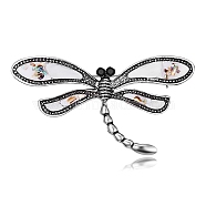 Alloy Pave Shell Dragonfly Brooch, with Rhinestone, Black, 25x22mm(PW-WG81607-01)