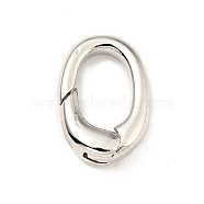 Brass Spring Gate Rings, Oval, Cadmium Free & Lead Free, Long-Lasting Plated, Platinum, 12x8x3mm, Hole: 5x8mm(KK-G416-64P)