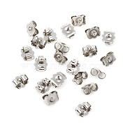 304 Stainless Steel Ear Nuts, Butterfly Earring Backs for Post Earrings, Flower, Stainless Steel Color, 6x5.5x3mm, Hole: 0.8mm(STAS-G224-12P)
