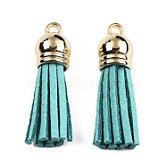 Faux Suede Tassel Pendant Decorations, with CCB Plastic Cord Ends, Dark Cyan, 35~37x10mm, Hole: 2.5~3mm(FIND-T002-B37)