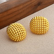 Hollow Half Round Brass Stud Earrings, Real 22K Gold Plated, 25.5x24.5mm(EJEW-Q391-21G-01)