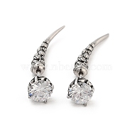 Rose Flower 316 Surgical Stainless Steel Pave Cubic Zirconia Ear False Plugs for Women, Antique Silver, White, 7.5x7mm(EJEW-Z050-45A-AS)