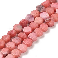 Natural Dolomite Beads Strands, Dyed, Hexagon, Light Coral, 7x6x3mm, Hole: 1.2mm, about 66pcs/strand, 16.34 inch(41.5cm)(G-F765-G05-01)