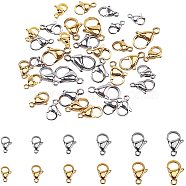 304 Stainless Steel Lobster Claw Clasps Sets, Golden & Stainless Steel Color, 9~15x5~9x2.5~4mm, Hole: 1~2mm(STAS-PH0012-01M)