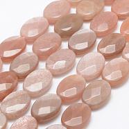 Natural Sunstone Beads Strands, Faceted, Oval, 18x13x6mm, Hole: 1mm, about 22pcs/strand, 15.5 inch(39.5cm)(G-P322-01-18x13mm)