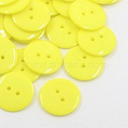 Acrylic Sewing Buttons, Plastic Buttons for Costume Design, 2-Hole, Dyed, Flat Round, Yellow, 17x2mm, Hole: 1mm(BUTT-E084-B-08)