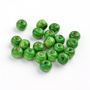 Natural Wood Beads, Rondelle, Lead Free, Dyed, Green, 8mm, Hole: 3mm, about 5600pcs/1000g(YTB022-13)