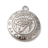 Titanium Steel Pendants, Stainless Steel Color, Eye of Ra/Re Pattern, Flat Round, 18.5x16x3mm, Hole: 1.6mm(STAS-D049-03G)