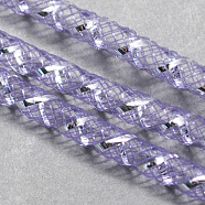Mesh Tubing, Plastic Net Thread Cord, with Silver Vein, Medium Purple, 8mm, 30 yards/Bundle(PNT-Q001-8mm-03)