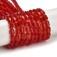 Transparent Glass Beads Strands, Faceted Barrel, FireBrick, 5~6x4mm, Hole: 1mm, about 78~81pcs/strand, 15.94''~18.82''(40.5~47.8cm)(GLAA-G112-05C)