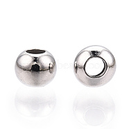 Rhodium Plated 925 Sterling Silver Beads, Round, Real Platinum Plated, 3x2.5mm, Hole: 1.4mm(STER-T007-12P-01)