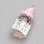 Spray Painted Resin Beads, No Hole/Undrilled, Feeding-bottle, Pink, 22x10mm(X-CRES-Q196-23B)