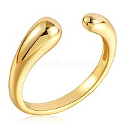 925 Sterling Silver Teardrop Open Cuff Ring for Women, Golden, US Size 5 1/4(15.9mm)(JR865B)