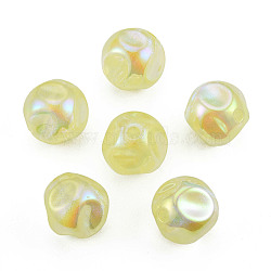 Electroplate Rainbow Iridescent Plating Acrylic Beads, Glitter Beads, Nuggets, Champagne Yellow, 16x15.5mm, Hole: 2.2mm(TACR-T025-002C)