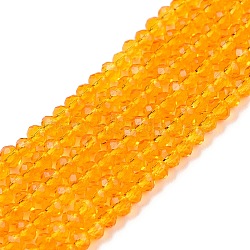 Glass Beads Strands, Faceted, Rondelle, Orange, 2.5x1.5~2mm, Hole: 0.6~0.7mm, about 154~161Pcs/strand, 90~100 Strand/set(EGLA-T021-01K)