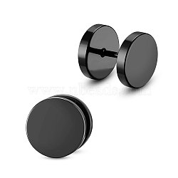 SHEGRACE Titanium Steel Barbell Cartilage Earrings, Screw Back Earrings, Flat Round, Gunmetal, 10mm(JE741A)