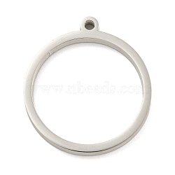 Non-Tarnish 304 Stainless Steel Laser Cut Pendants, Ring Charm, Stainless Steel Color, 27.5x25x3mm, Hole: 2mm(STAS-U009-06C-02)