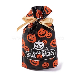 50Pcs Rectangle Halloween Candy Plastic Bags, Pumpkin Printed Candy Drawstring Bags, Black, 23.2x14.9x0.05cm(ABAG-U001-01N)