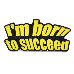 Word I'm Born To Succeed Enamel Pins, Alloy Brooches for Backpack Clothes, Yellow, 17.5x36mm(JEWB-D279-05B-03)