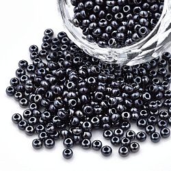 8/0 Czech Opaque Glass Seed Beads, Lustered, Round, Indigo, 3x2mm, Hole: 1mm, about 500g/bag(SEED-N004-003A-08)