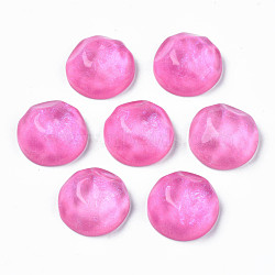 Transparent Resin Cabochons, Water Ripple Cabochons, with Glitter Powder, Half Round, Hot Pink, 17.5x7.5~8mm(CRES-N031-005A-C03)