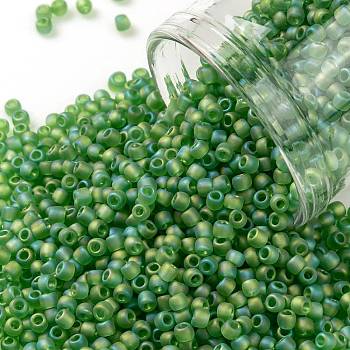 TOHO Round Seed Beads, Japanese Seed Beads, (167F) Transparent AB Frost Peridot, 11/0, 2.2mm, Hole: 0.8mm, about 1103pcs/10g