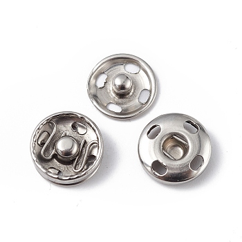 202 Stainless Steel Snap Buttons, Garment Buttons, Sewing Accessories, Stainless Steel Color, 10x3.5mm