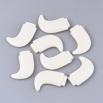 Resin Beads, Opaque, No Hole/Undrilled, Scabbard, Creamy White, 28x21x6mm