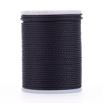 Round Waxed Polyester Cord, Taiwan Waxed Cord, Twisted Cord, Black, 1mm, about 12.02 yards(11m)/roll