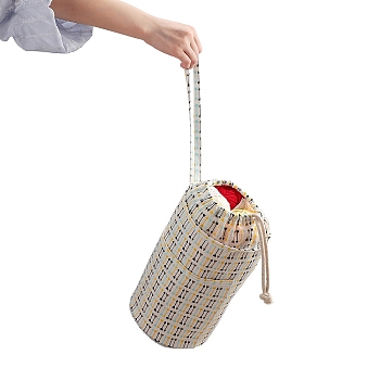 Polycotton Knitting Drawstring Cylinder Bag, Yarn Storage Organizer, Crochet Hooks & Knitting Needles Bag, Arrow, 20x36cm